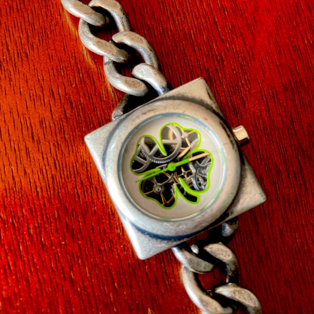 Lucky Brand Translucent Clover Chain Watch